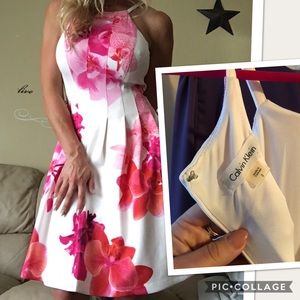 Calvin Klein halter flare dress